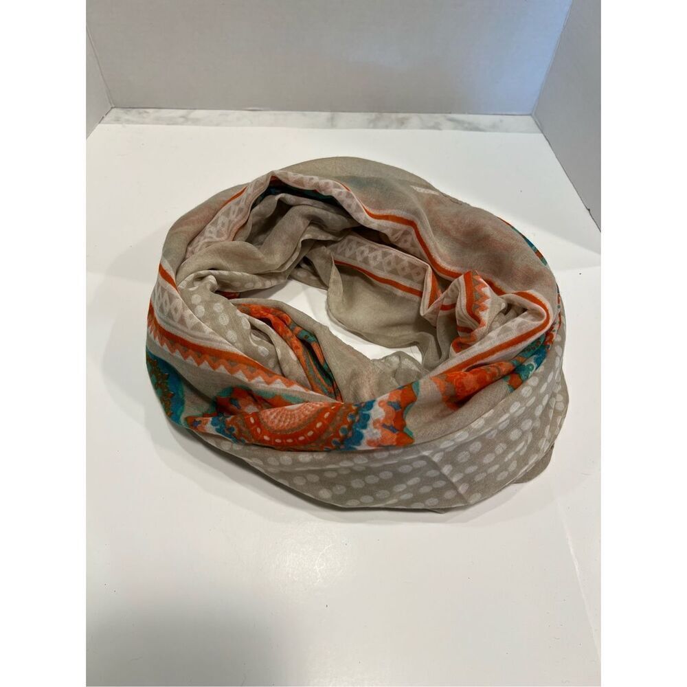 Women’s Snood Scarf Shawl Wrap Womens Orange Southwestern 34”x64”